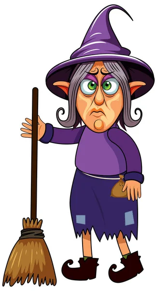 Uma Ilustração Personagem Desenho Animado Bruxa Rabugenta — Vetor de Stock