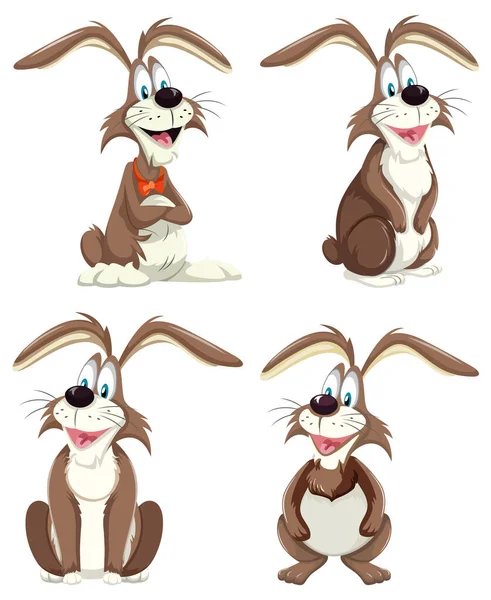 Set Rabbit Cartoon Different Pose Illustration — Stock Vector