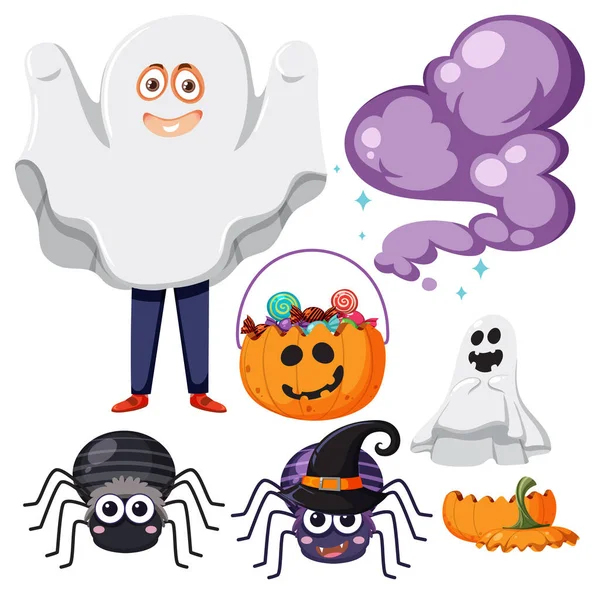 Ensemble Élément Halloween Pour Illustration Décoration — Image vectorielle