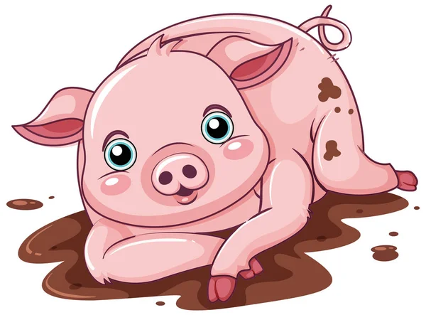 かわいい豚の漫画のキャラクターイラスト — ストックベクタ