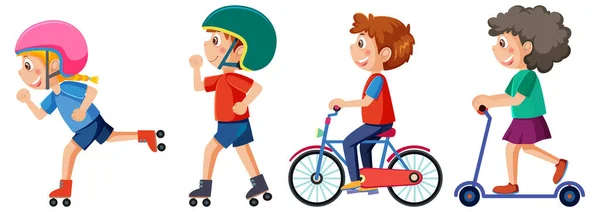 Niños Disfrutando Varios Deportes Ilustración — Vector de stock