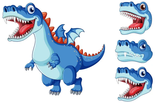 Ilustrasi Karakter Kartun Dinosaurus Ekor Peri - Stok Vektor