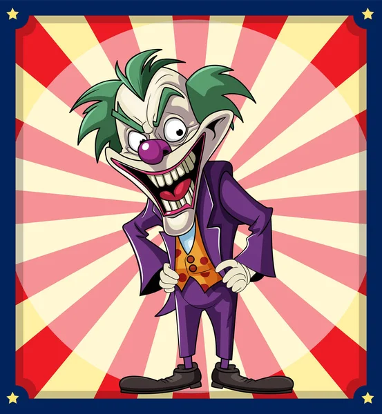 Clown Raccapricciante Retro Fumetto Sfondo Illustrazione — Vettoriale Stock