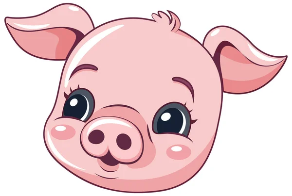 Bezaubernde Piggy Face Cartoon Charakter Stil Illustration — Stockvektor