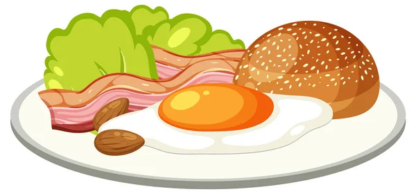Isolado Pequeno Almoço Saudável Desenho Animado Ilustração — Vetor de Stock