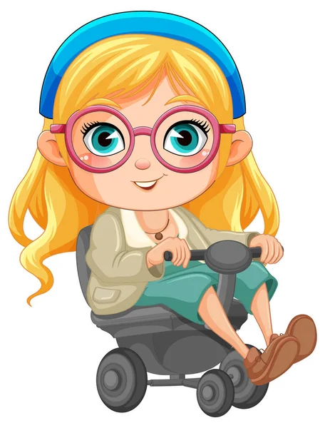 Žena Invalidním Vozíku Kreslené Ilustrace — Stockový vektor