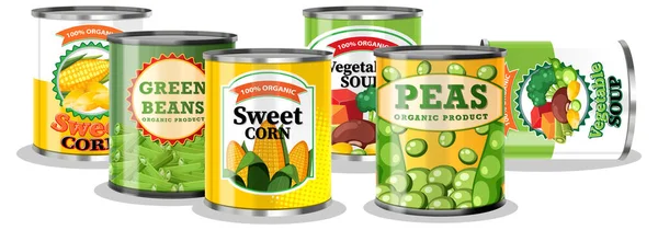 Canned Food Vegetable Isolated Illustration — Stock Vector