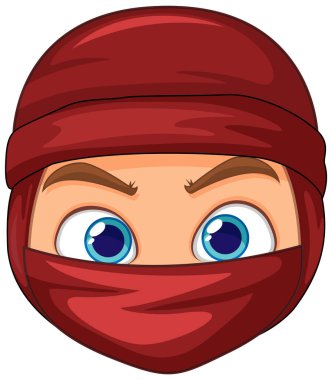 Ninja baş karikatür çizimi izole edildi