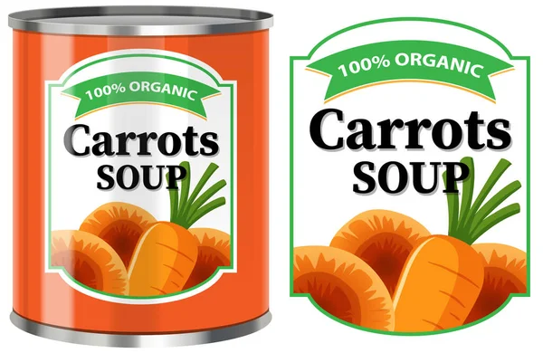 Soupe Aux Carottes Dans Une Boîte Alimentaire Avec Illustration Isolée — Image vectorielle