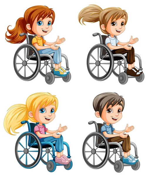 Disable Woman Cartoon Sitting Wheelchair Illustration — Stock Vector