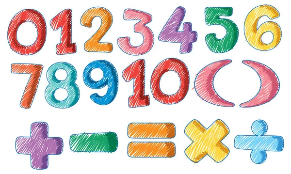 数学の基本記号と数字のイラスト — ストックベクタ