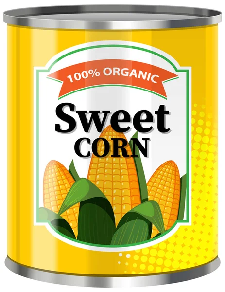 Sweet Corn Food Can Vector Ilustrasi - Stok Vektor