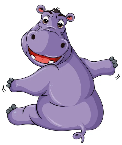 Hipopotam Funny Cartoon Style Ilustracji — Wektor stockowy