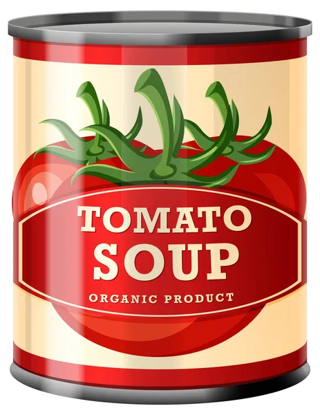 Sopa Tomate Lata Comida Ilustração Vetorial — Vetor de Stock