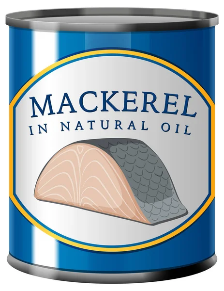 Makreel Tin Can Vector Illustratie — Stockvector