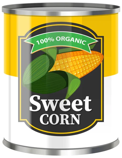 Édes Kukorica Élelmiszer Doboz Vektor Illusztráció — Stock Vector