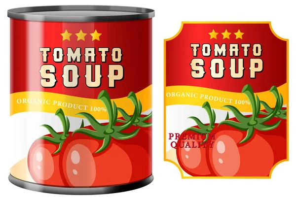 Sopa Tomate Enlatado Comida Ilustração — Vetor de Stock