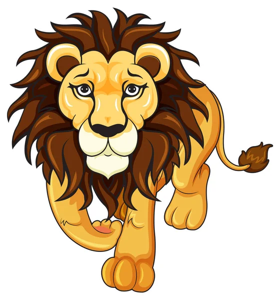 Lion Marche Vers Avant Sur Fond Blanc Illustration — Image vectorielle