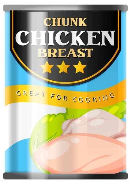 Chunk Kyckling Bröst Mat Kan Vektor Illustration — Stock vektor