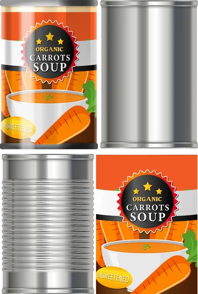 Illustration Boîte Soupe Aux Carottes Bio — Image vectorielle