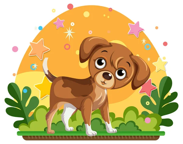 Симпатичная Собака Саду Изолированные Иллюстрации — стоковый вектор