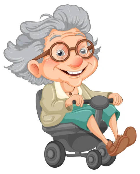 휠체어 그림을 할아버지와 할머니 — 스톡 벡터