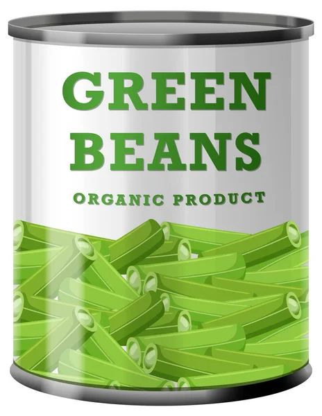 Green Beans Food Can Vector Illustratie — Stockvector