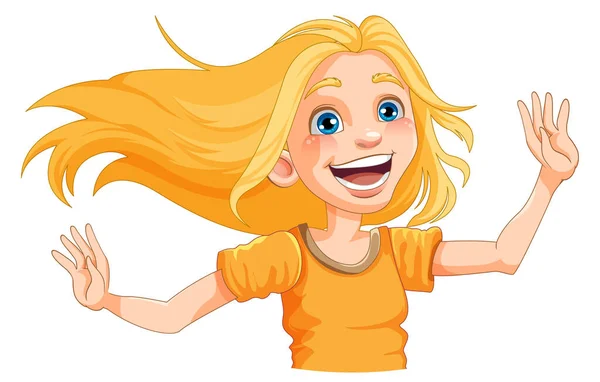 Χαρούμενη Γυναίκα Την Εικόνα Εξάπλωση Των Μαλλιών — Διανυσματικό Αρχείο