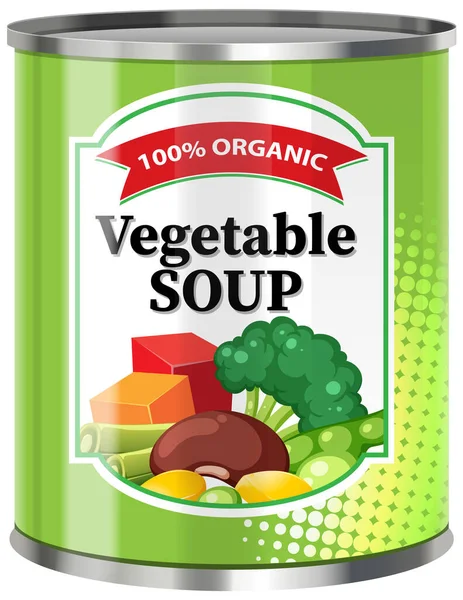 フード缶ベクトルイラストの野菜スープ — ストックベクタ