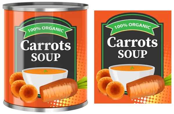 Морквяний Суп Їжі Можна Етикеткою Ізольовані Ілюстрації — стоковий вектор