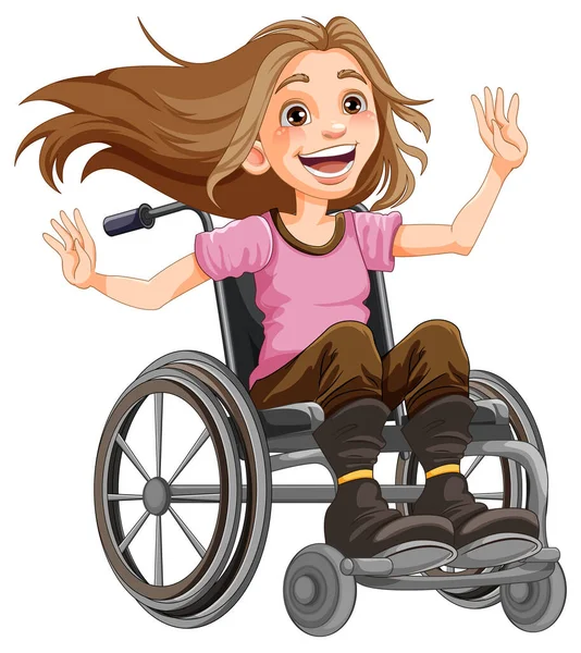 Tekerlekli Sandalyedeki Mutlu Engelliler Çizimi — Stok Vektör