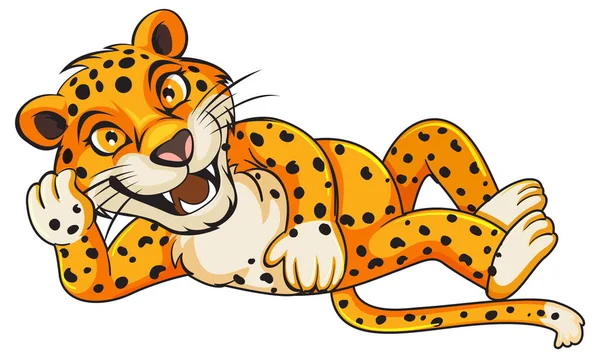 Een Cheetah Liegende Stripfiguur Illustratie — Stockvector