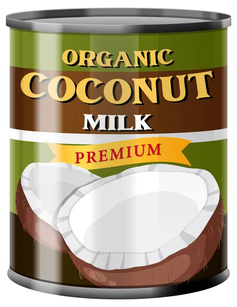 Mleko Kokosowe Żywności Może Wektor Ilustracji — Wektor stockowy