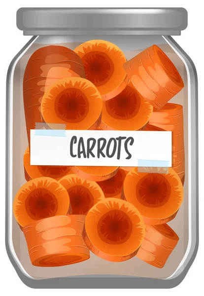 Zanahorias Vinagre Tarro Vector Ilustración — Vector de stock