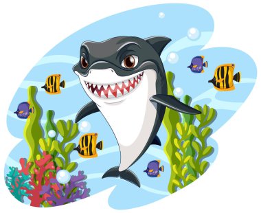 Köpekbalığı sualtı şablonu izole edilmiş illüstrasyon