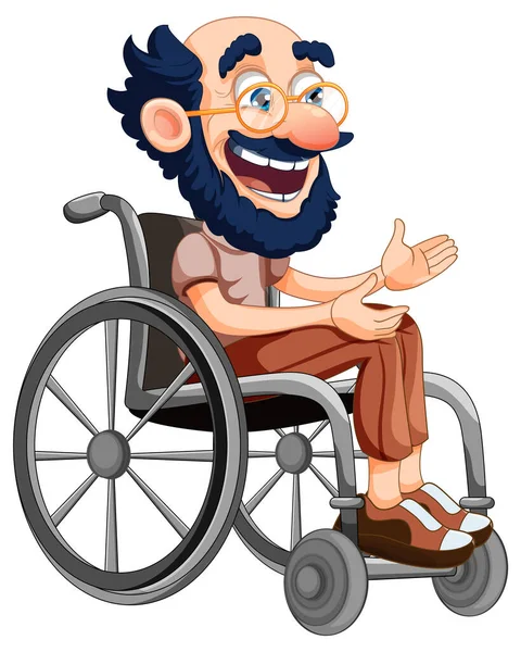 Elderly People Sitting Wheelchair Illustration — Stock Vector