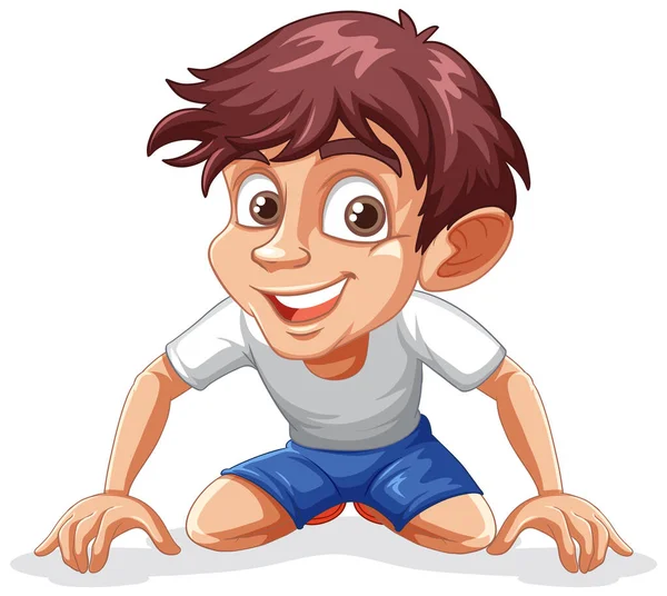 Веселый Мальчик Положительным Выражением Лица Иллюстрация — стоковый вектор