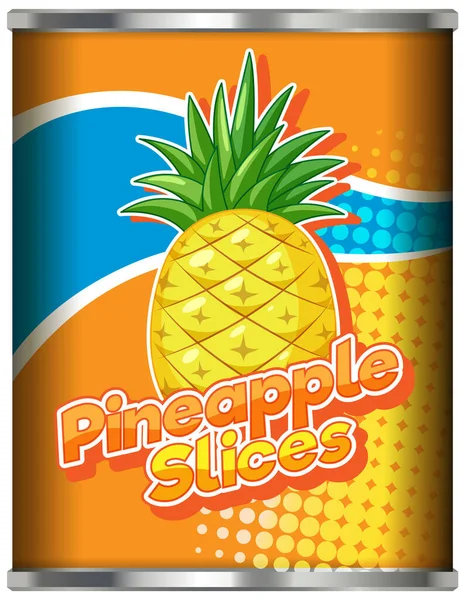 Canned Sliced Pineapple Vector Illustration — Stock Vector