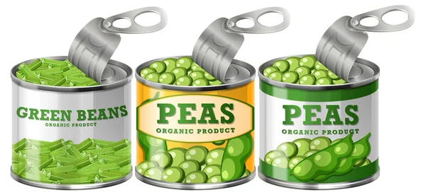 Green Peas Food Can Vector Illustration — Stock Vector