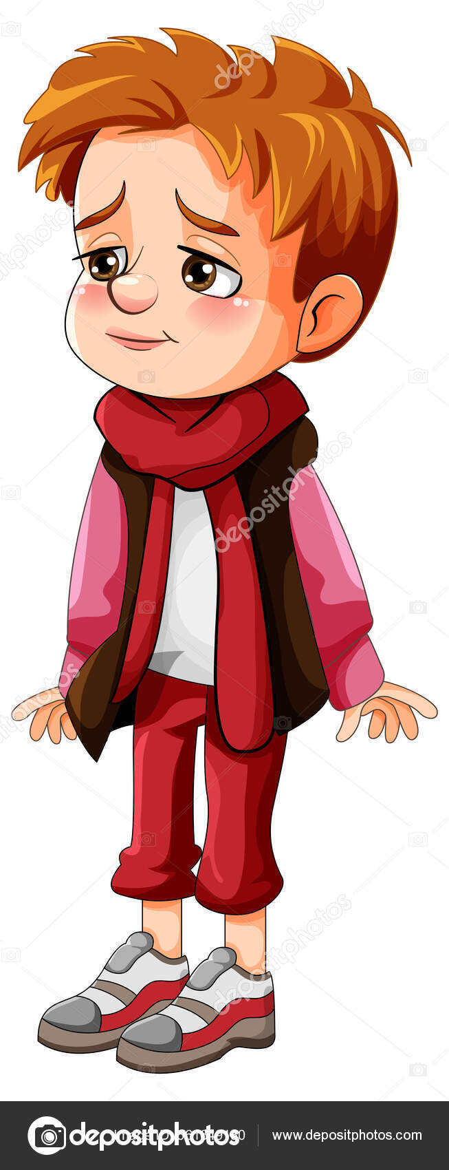 Triste Personaje Dibujos Animados Niño Sosteniendo Bastón Ilustración  Vector de stock por ©brgfx 661649130