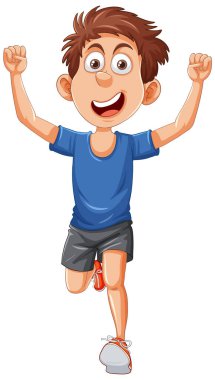 Enerjik Koşucu Adam Çizgi Film Karakteri Çizimi