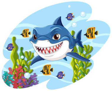 Köpekbalığı sualtı şablonu izole edilmiş illüstrasyon