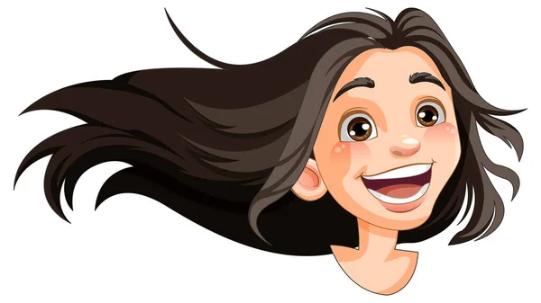Femme Gaie Avec Illustration Propagation Cheveux — Image vectorielle