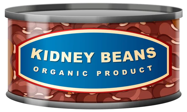 Haricots Kidney Boîte Alimentaire Avec Illustration Isolée — Image vectorielle