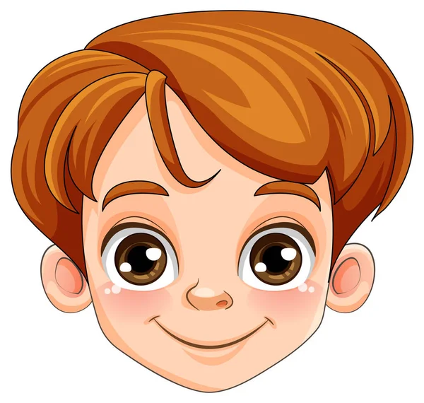 Roztomilý Chlapec Hlava Kreslený Znak Ilustrace — Stockový vektor