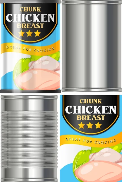 Chunk Chicken Breast Canned Illustration — Stock Vector