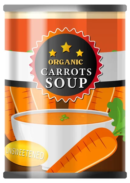 Органический Морковный Суп Банке Продукта Изолированной Иллюстрации — стоковый вектор