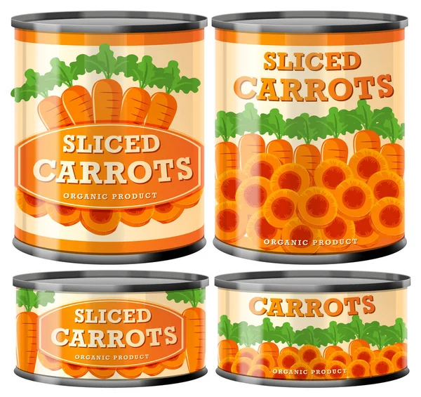 Sliced Carrot Food Cans Συλλογή Εικονογράφηση — Διανυσματικό Αρχείο