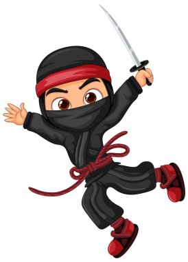 Asya ninja çizgi film karakteri çizimi