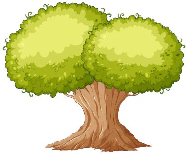 İzole edilmiş basit ağaç karikatürü çizimi